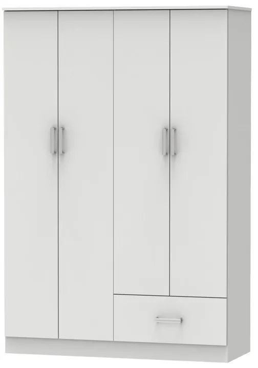 Intrahome Ντουλάπα ρούχων τετράφυλλη Karter Intrahome λευκό μελαμίνης 121x48x180εκ | SKU: INTRAPA-359111134