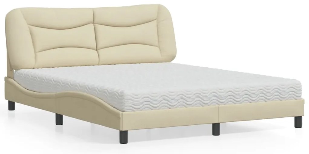 vidaXL Κρεβάτι Κρεμ 160x200 εκ. Υφασμάτινο