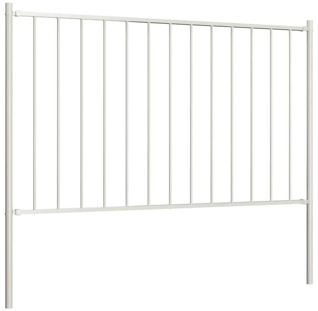 vidaXL Πάνελ Περίφραξης με Στύλους από Ατσάλι με Ηλεκτροστατική Βαφή 1,81x1,25 μ. Λευκό