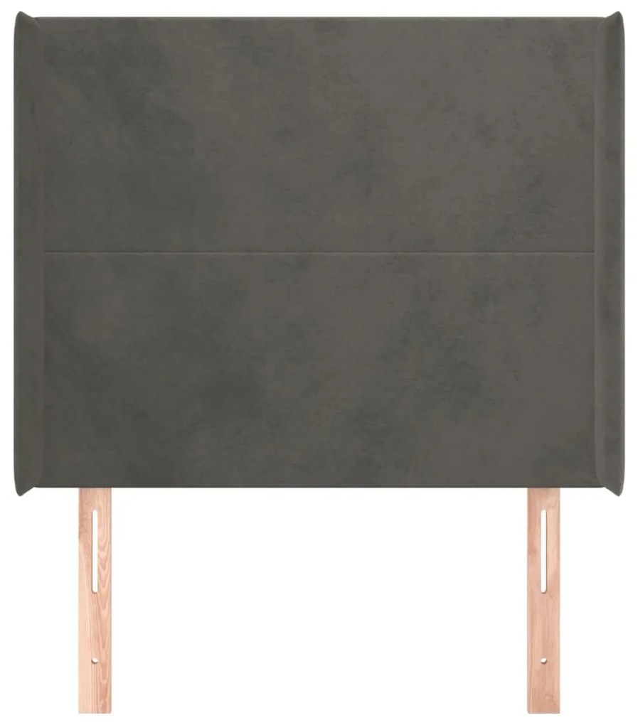 Κεφαλάρι με Πτερύγια Σκούρο Γκρι 83x16x118/128εκ.Βελούδινο 3119331