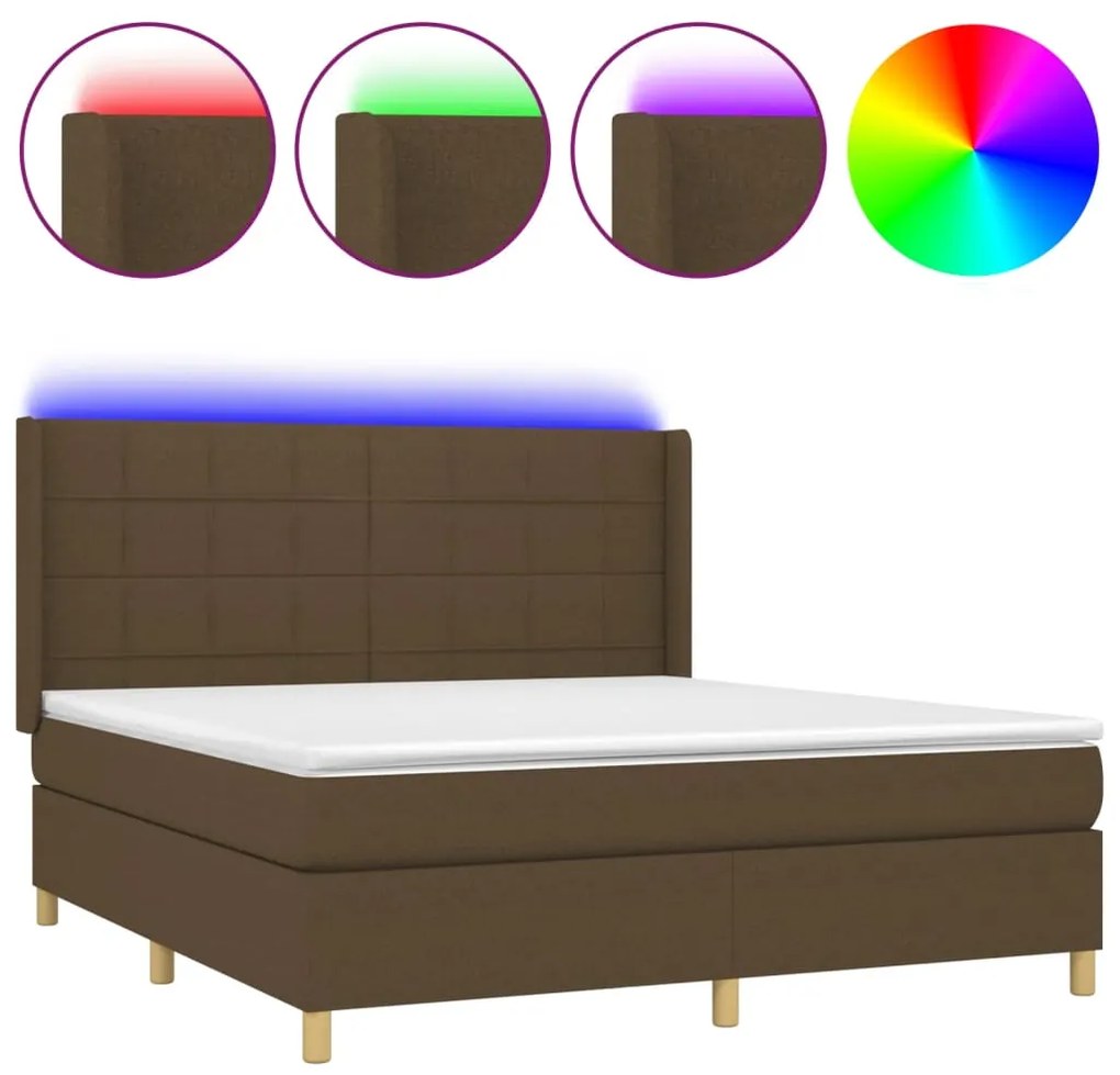 ΚΡΕΒΑΤΙ BOXSPRING ΜΕ ΣΤΡΩΜΑ &amp; LED ΣΚ.ΚΑΦΕ 180X200ΕΚ. ΥΦΑΣΜΑΤΙΝΟ 3138896