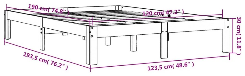 Σκελετός Κρεβ. Χωρίς Στρώμα Καφέ Κεριού 120x190 εκ Μασίφ Πεύκο - Καφέ