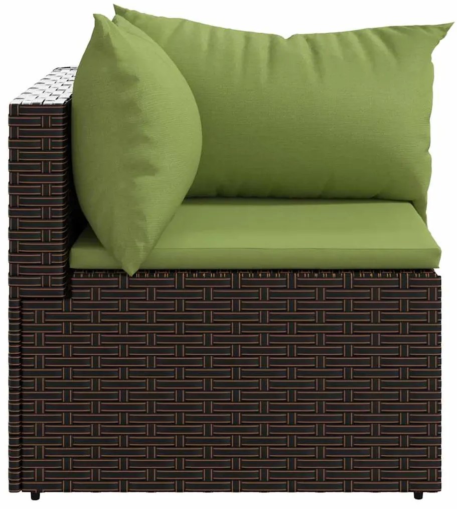 vidaXL Καναπέδες Κήπου Γωνιακοί με Μαξιλάρια 2 τεμ. Καφέ Συνθ. Ρατάν