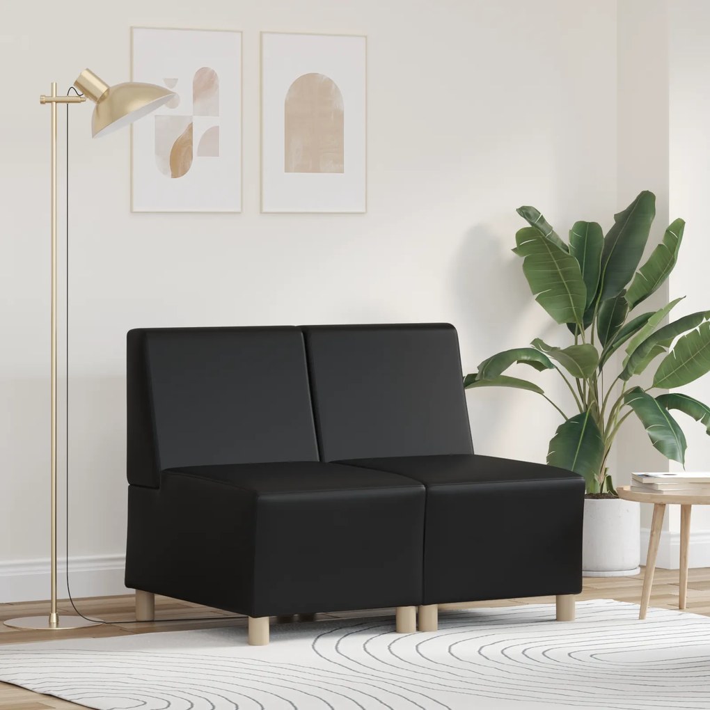 vidaXL Καναπέδες 2 pcs Μαύρο 55 x 74 x 82 εκ. Τεχνητό δέρμα