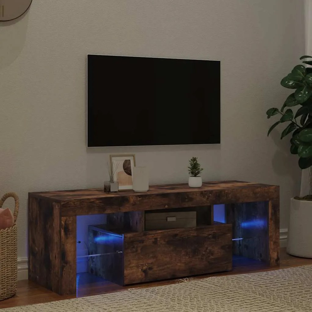 vidaXL Έπιπλο Τηλεόρασης με LED Καπνιστή Δρυς 120x35x40 εκ.