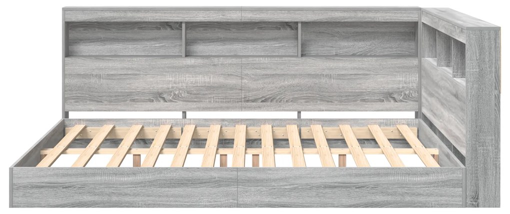 vidaXL Κρεβάτι Ραφιέρα Γκρι Σανονά 140x200 εκ. από Μηχανική Ξυλεία