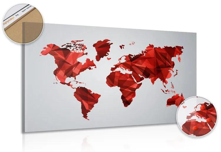 Εικόνα στον παγκόσμιο χάρτη φελλού σε διανυσματικό γραφικό σχέδιο με κόκκινο χρώμα - 120x80  place