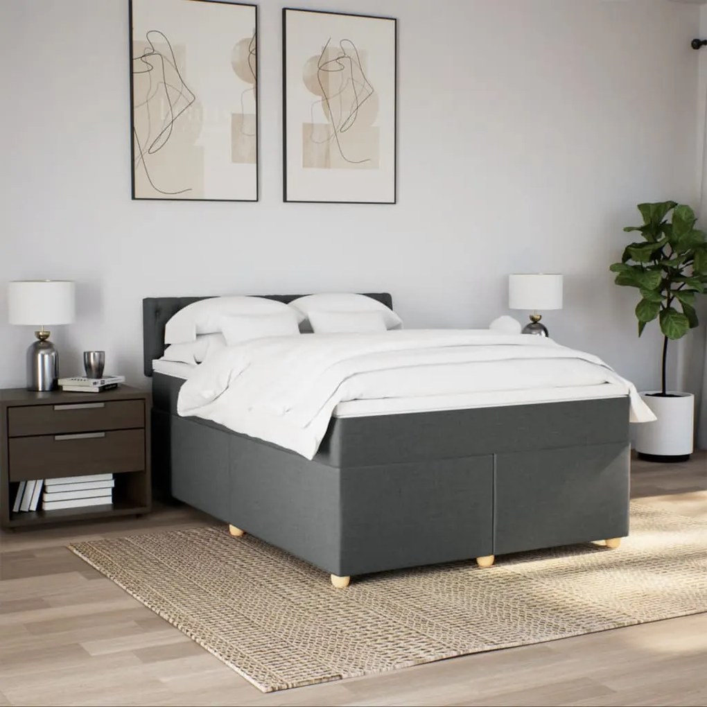 ΚΡΕΒΑΤΙ BOXSPRING ΜΕ ΣΤΡΩΜΑ ΣΚΟΥΡΟ ΓΚΡΙ 140X200 ΕΚ ΥΦΑΣΜΑΤΙΝΟ 3289011