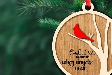 Σετ των 3 Intra απο ξύλο plywood 3mm-4mm πάχος Χριστουγεννιάτικο καρδινάλιο στολίδι με λέιζερ Δίασταση 8x8 cm INTRAFABR-76118869