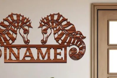 Intra απο ξύλο plywood 3mm-4mm πάχος – Seahorses Name Sign Δίασταση 40x30 cm INTRAFABR-99617328