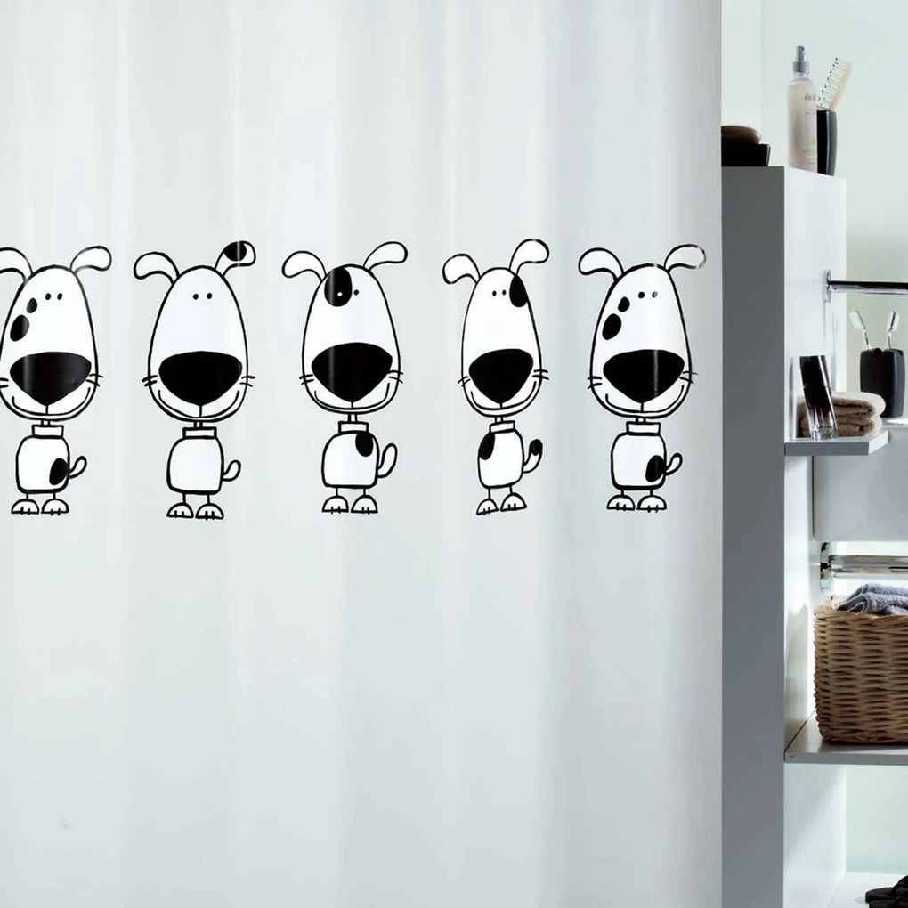 Κουρτίνα Μπάνιου Beagle 00706.001 Black-White 180X200cm Spirella 180Πx200Υ 180x200cm PEVA