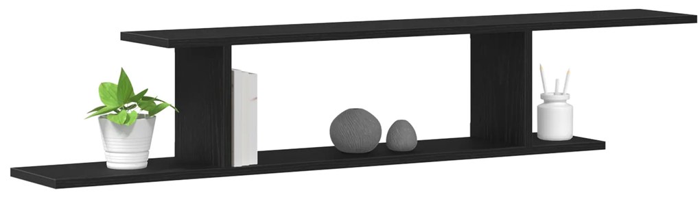 vidaXL Τοίχου Ράφα TV Μαύρη Βελανιδιά 125x18x23 εκ Επεξεργασμένο Ξύλο