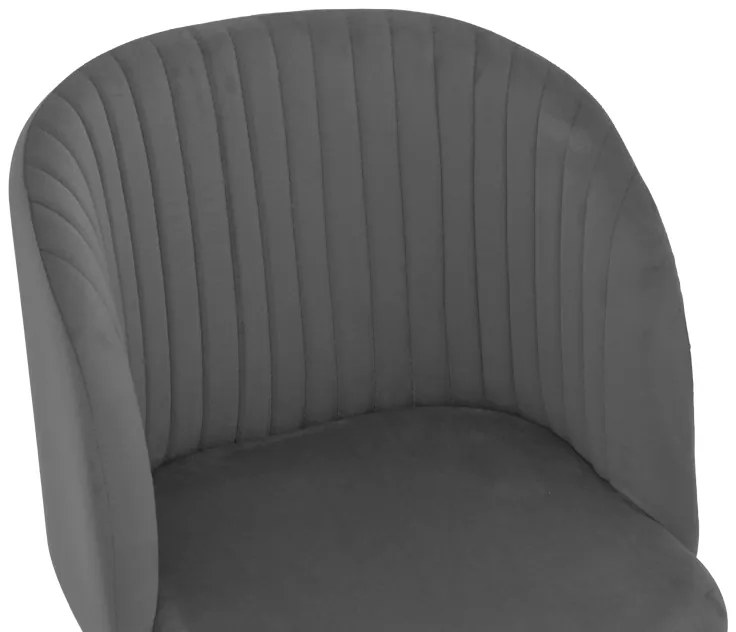 Καρέκλα Anelie pakoworld ανθρακί βελούδο-πόδι φυσικό μέταλλο 45x59x78εκ