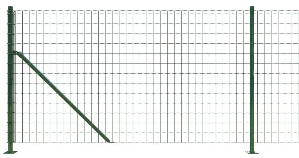 vidaXL Συρματόπλεγμα Περίφραξης Πράσινο 1 x 25 μ. με Βάσεις Φλάντζα