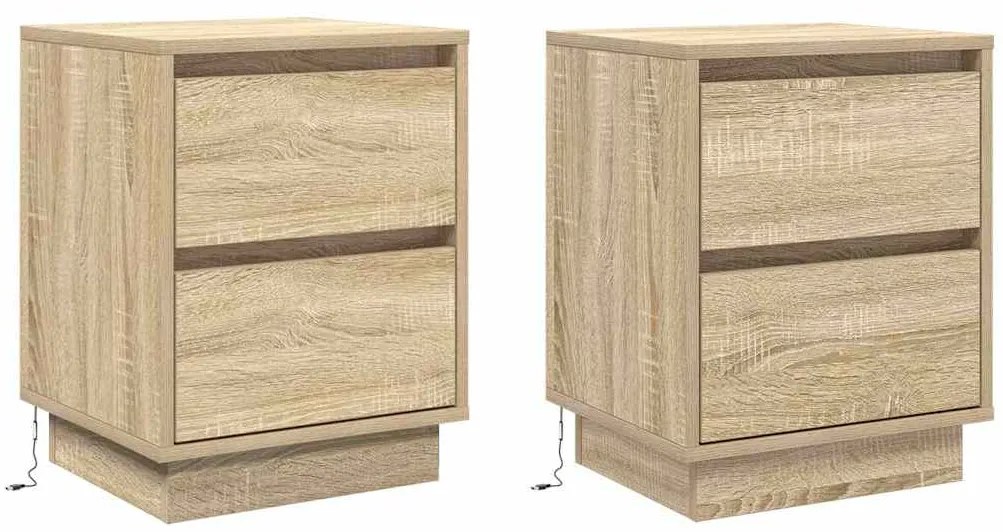 vidaXL Κομοδίνο με συρτάρι με 2 pcs Sonoma Δρυς 39 x 34.5 x 50 εκ.