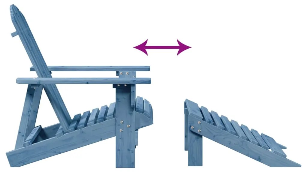 Καρέκλα Adirondack με Υποπόδιο Μπλε από Ξύλο Ελάτης - Μπλε