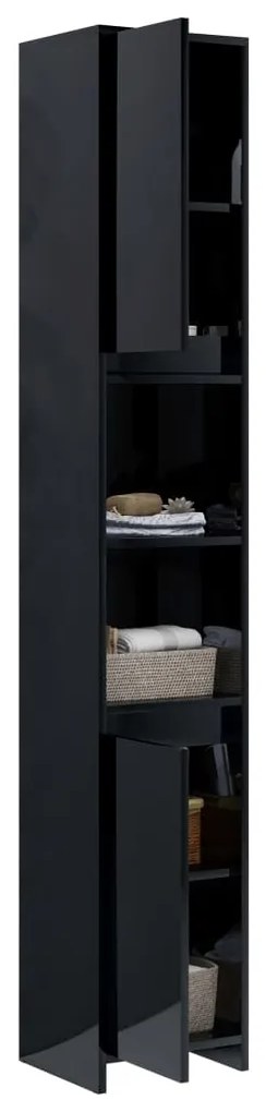 vidaXL Στήλη Μπάνιου Γυαλιστερό Μαύρο 30 x 30 x 183,5 εκ. Μοριοσανίδα