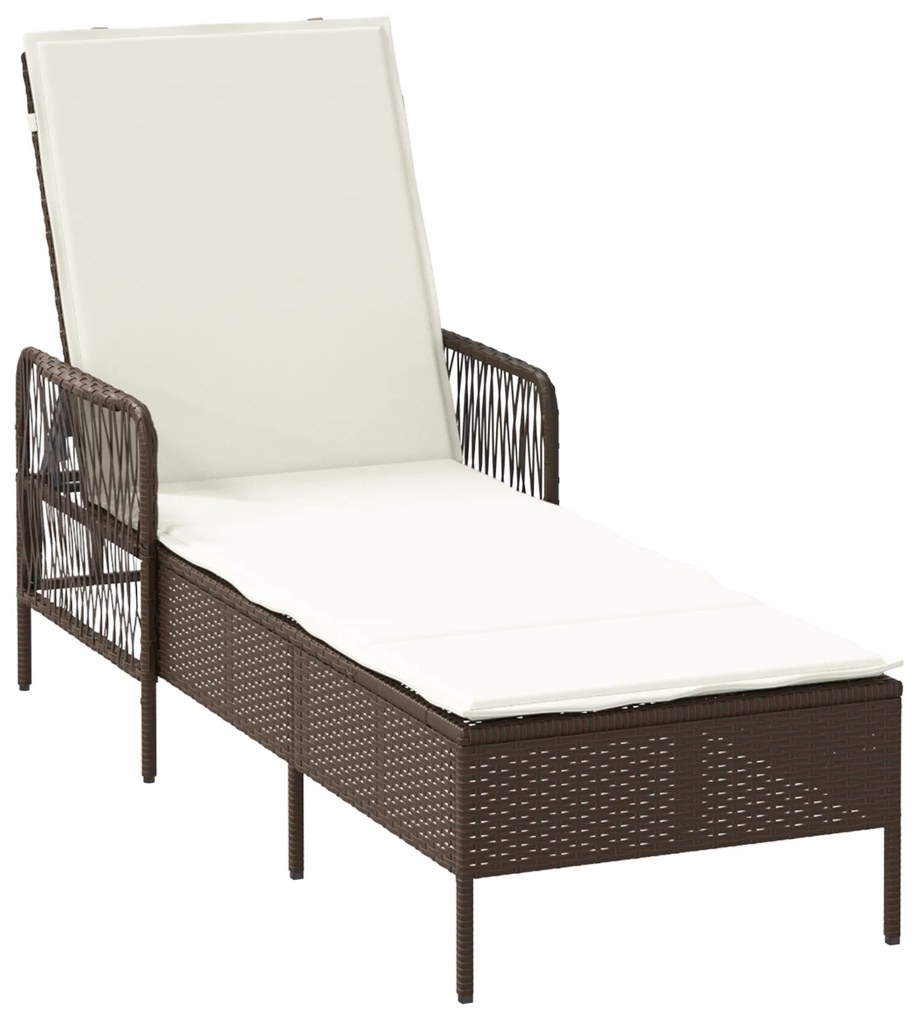 vidaXL Ξαπλώστρα Ήλιου Καφέ και Κρεμ PE Ρατάν 157 x 55 x 92 εκ