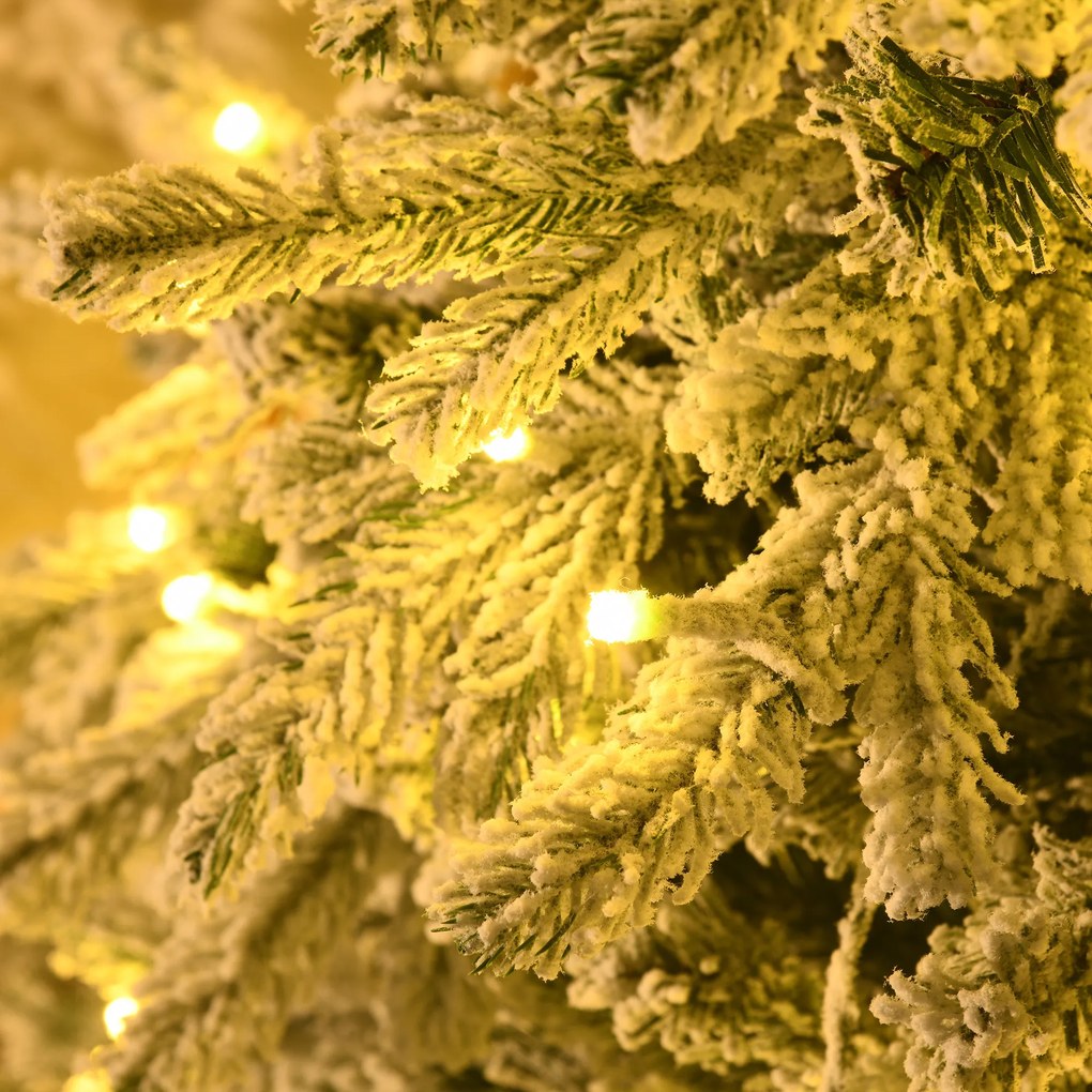 Χριστουγεννιάτικο δέντρο HOMCOM, τεχνητό, με ψεύτικες νιφάδες χιονιού, φώτα LED, 180 cm, πράσινο + λευκό