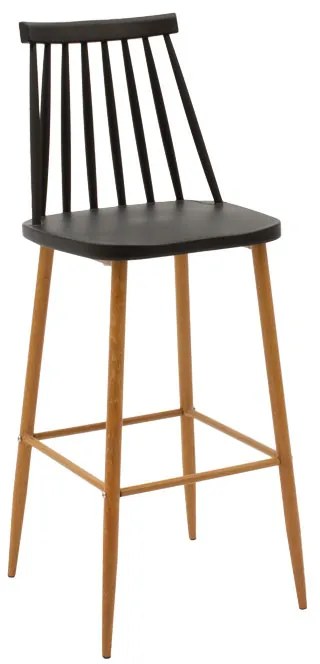 Σκαμπό μπαρ Aurora pakoworld PP μαύρο-φυσικό πόδι 42x49x109εκ