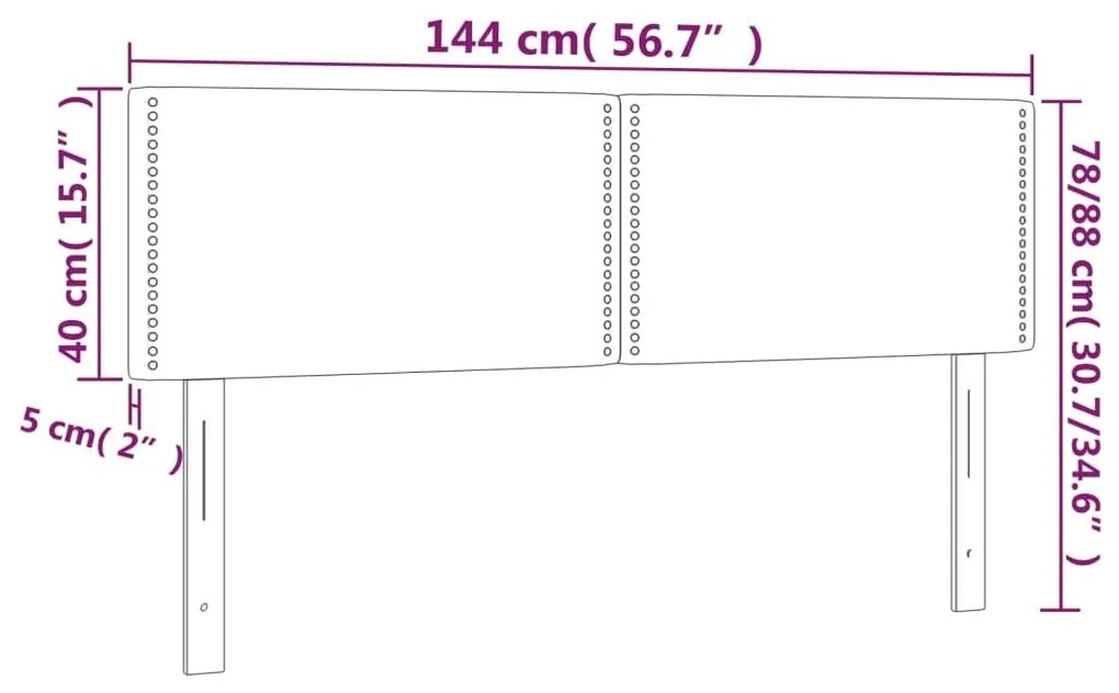 Κεφαλάρι Κρεβατιού LED Σκούρο Γκρι 144x5x78/88 εκ. Βελούδινο - Γκρι