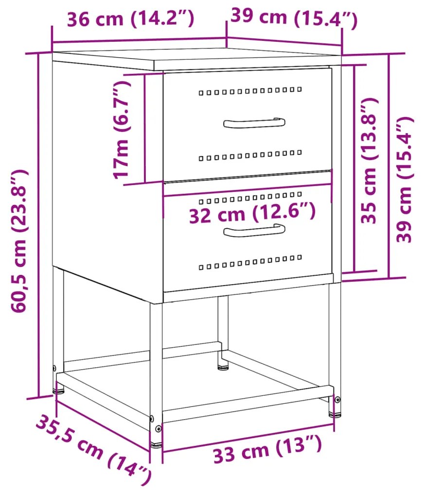 ΚΟΜΟΔΙΝΟ ΡΟΖ 36X39X60,5 ΕΚ. ΑΠΟ ΧΑΛΥΒΑ 846460