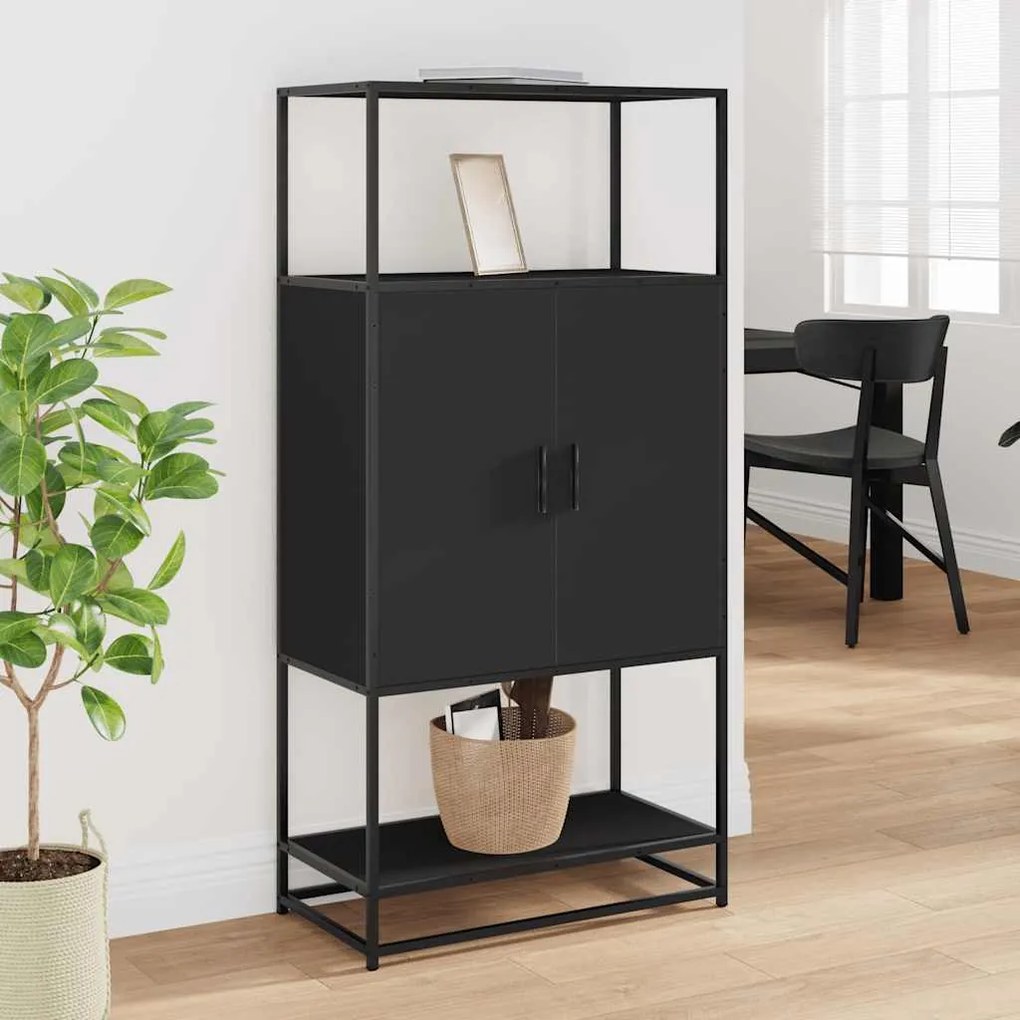 Ντουλάπι Μαύρο από 68x35x139 cm Επεξεργασμένο Ξύλο και μέταλλο - Μαύρο