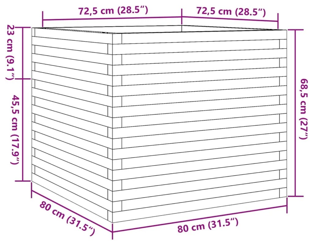 ΖΑΡΝΤΙΝΙΕΡΑ ΚΗΠΟΥ 80X80X68,5 ΕΚ. ΑΠΟ ΜΑΣΙΦ ΞΥΛΟ ΨΕΥΔΟΤΣΟΥΓΚΑΣ 3282482