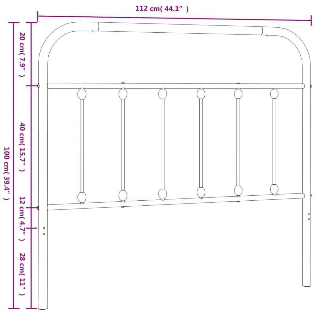 vidaXL Κεφαλάρι Λευκό 107 εκ. Μεταλλικό