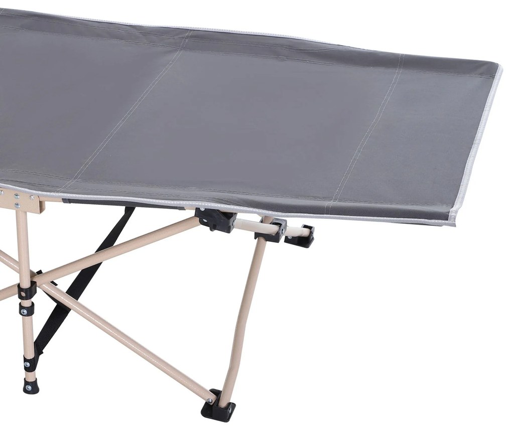 Outsunny Στρατιωτικό κρεβάτι, κρεβάτι κάμπινγκ, πτυσσόμενο, ανθεκτικό στις καιρικές συνθήκες, με τσάντα μεταφοράς, 190 x 68 x 52 cm, Γκρι