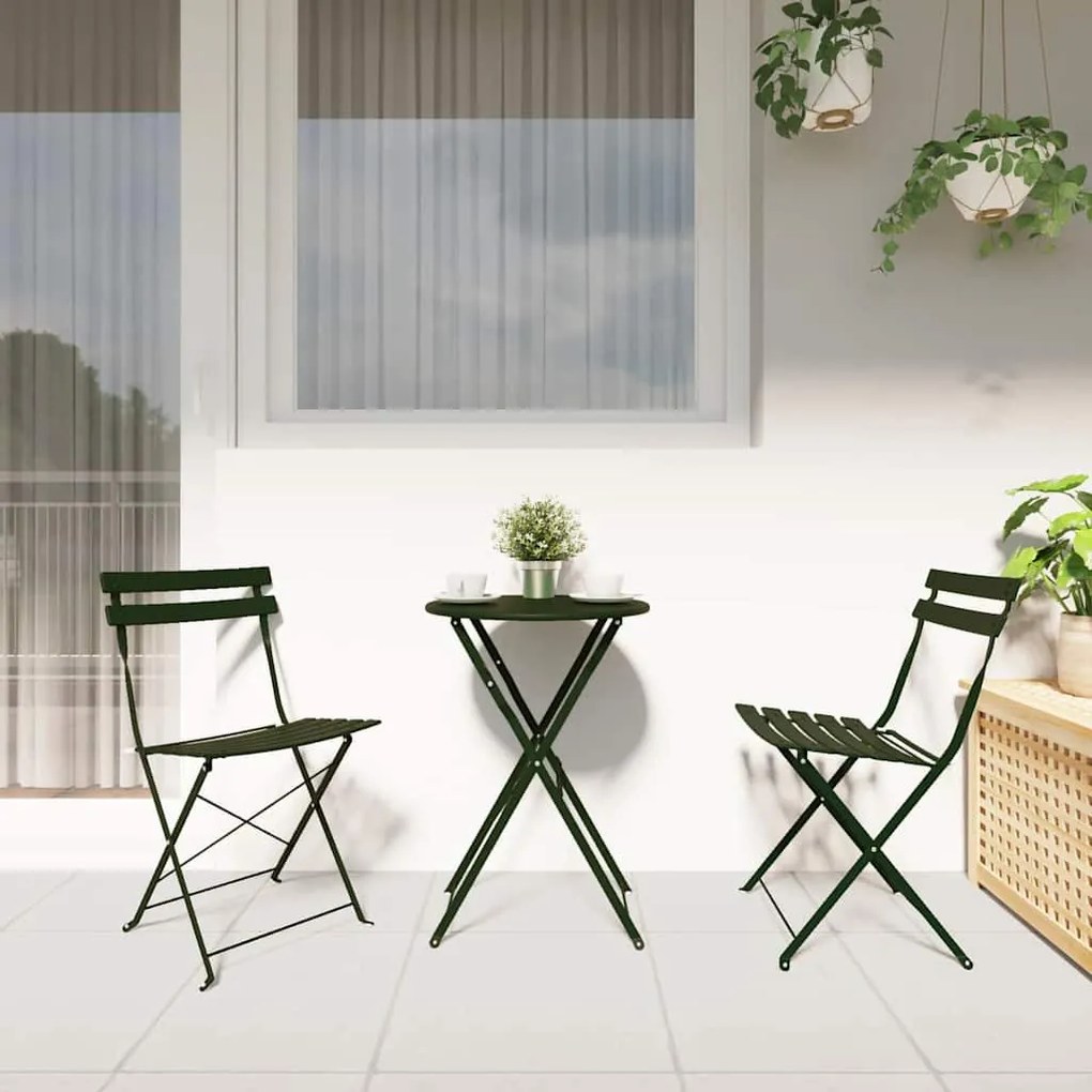 vidaXL Πτυσσόμενη Καρέκλα Κήπου 2 pcs Πράσινο 42 x 46 x 82εκ Ατσάλι