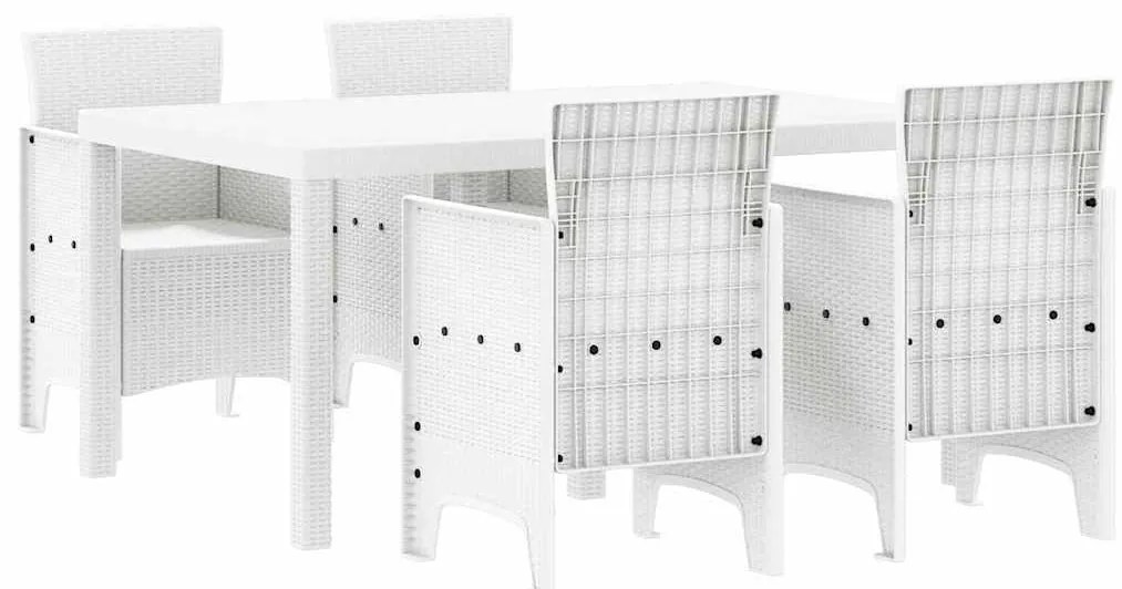 vidaXL Σέτ φαγητού για κήπο 5 pcs Λευκό Rattan Polt