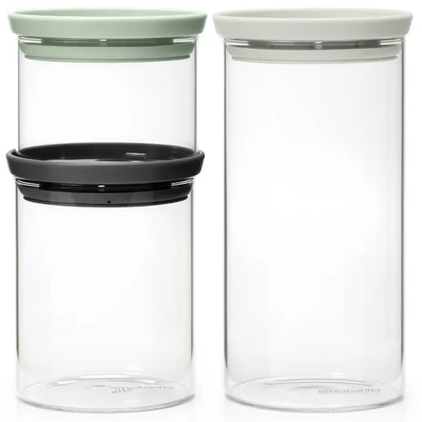 Brabantia 1005602 Σετ βαζάκια Stackable 0.3L+0.6L+1.1L, Light Grey/Dark Grey/Jade Green, 3 τμχ