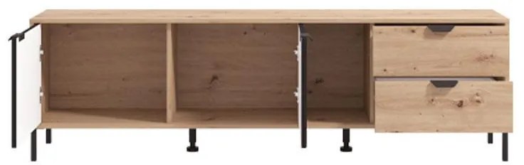 Έπιπλο Τηλεόρασης Vandea 4K2F2V Artisan Oak - Μαύρο Μάτ 183x40x54 εκ. 183x40x54 εκ.