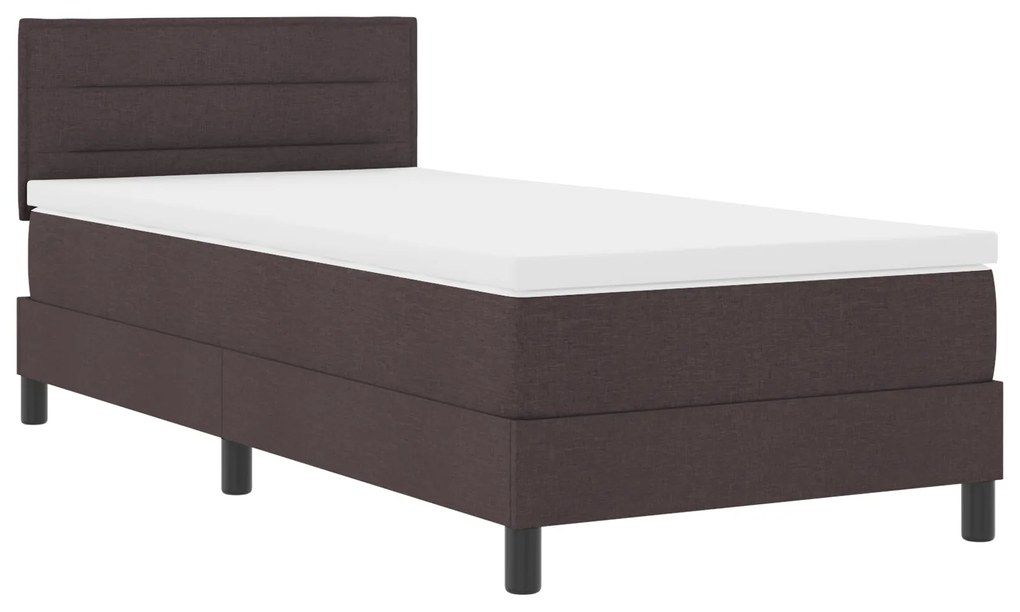 vidaXL Κρεβάτι Βάσης με Στρώμα Σκούρο Καφέ 90x190 cm Ύφασμα