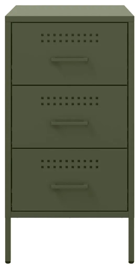 vidaXL Κομοδίνα 2 τεμ. Πράσινο Λαδί 36x39x68 εκ. από Χάλυβα