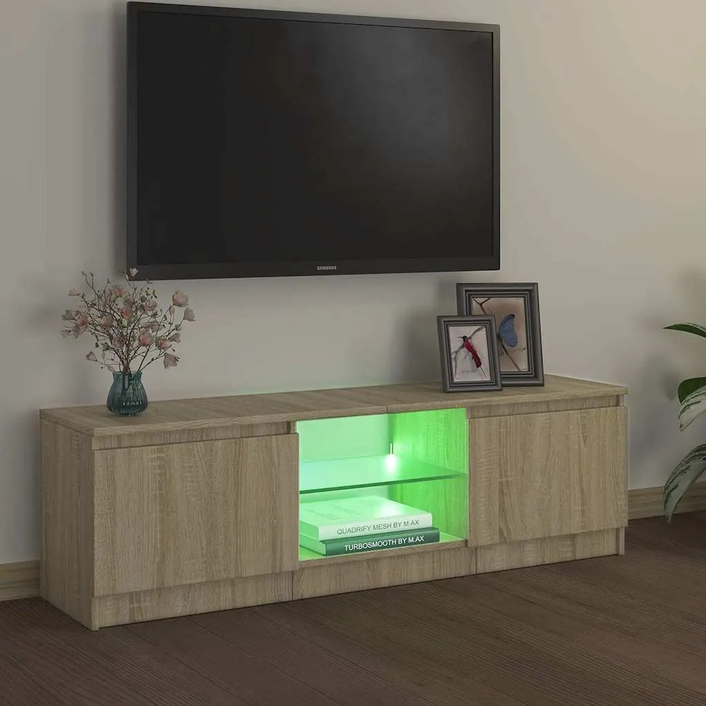 vidaXL Έπιπλο Τηλεόρασης με LED Sonoma Δρυς 120 x 30 x 36 εκ.