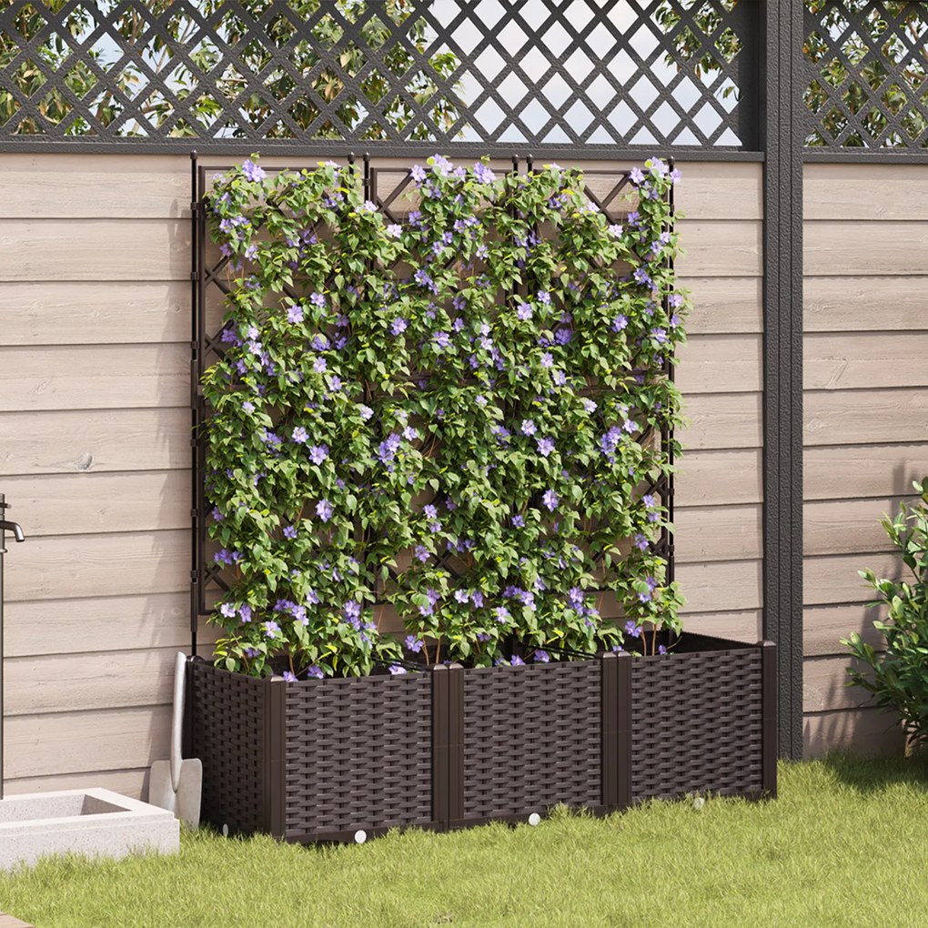 vidaXL Γλάστρα Κηπουρικής με Πλέκτη 3 τεμ Καφέ 120x40x143 εκ.