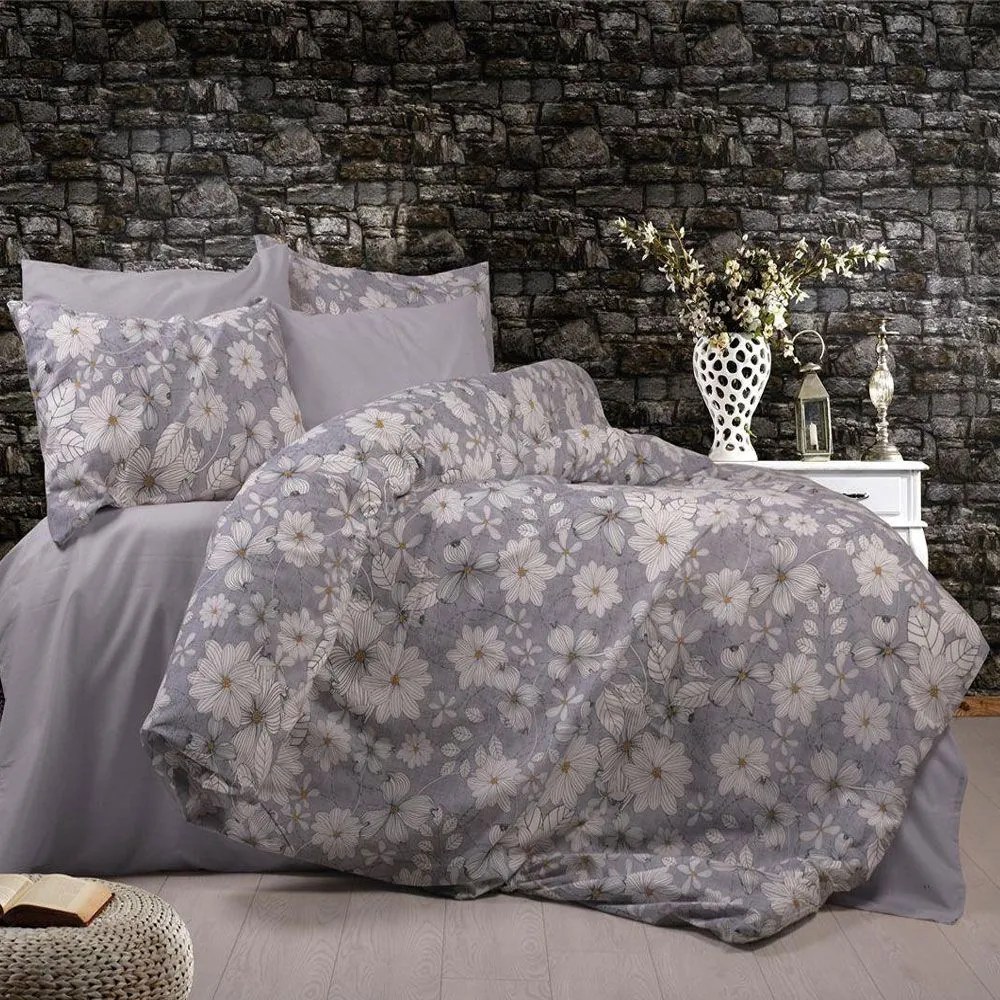 Σεντόνια Ήρα 426 (Σετ 4τμχ) Grey DimCol Υπέρδιπλo 220x240cm Cotton-Polyester