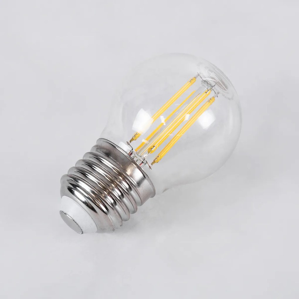 GloboStar 99052 Λάμπα LED Long Filament E27 G45 Γλομπάκι 6W 660lm 360° AC 220-240V IP20 Φ4.5 x Υ7.5cm Φυσικό Λευκό 4000K με Διάφανο Γυαλί - Dimmable - 3 Years Warranty - 99052