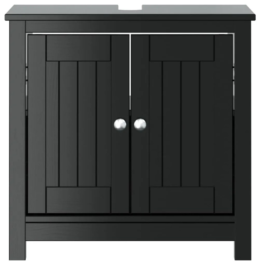 vidaXL Ντουλάπι Νιπτήρα BERG Μαύρο 60 x 34 x 59 εκ. Μασίφ Ξύλο Πεύκου