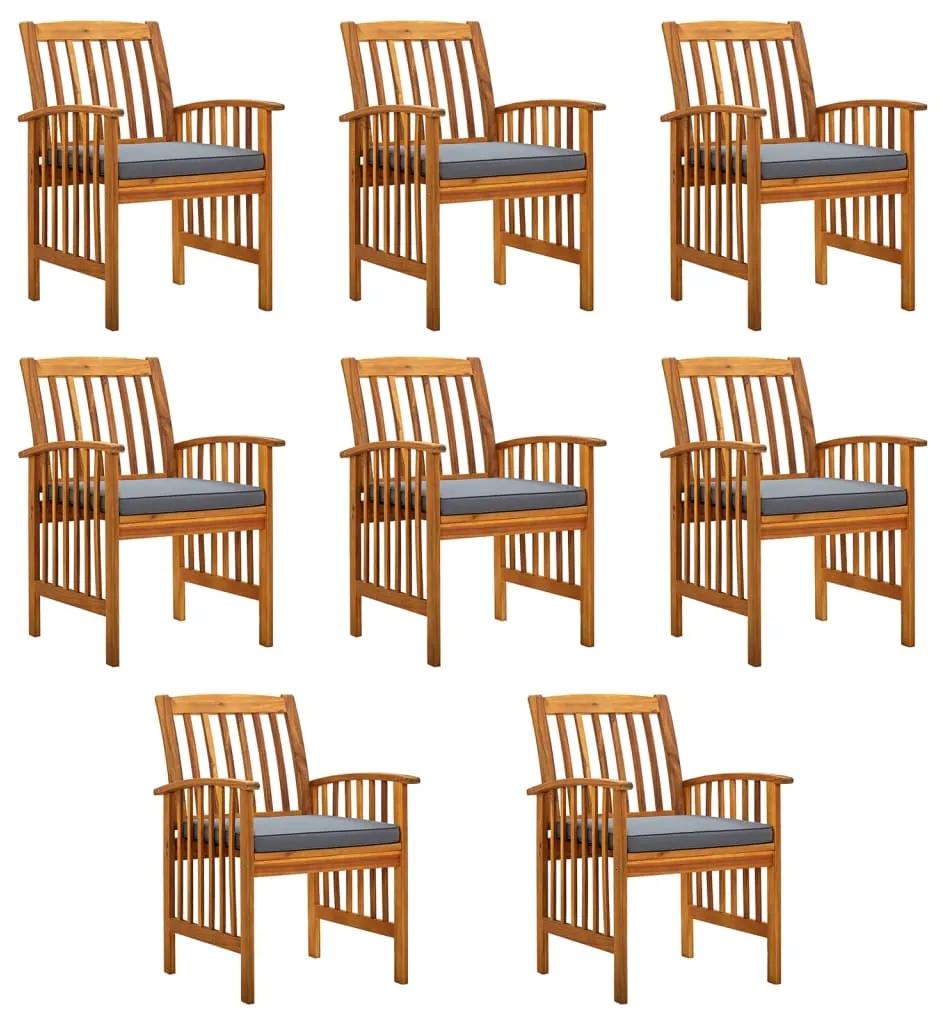 Καρέκλες Τραπεζαρίας Κήπου 8 τεμ. Μασίφ Ακακία με Μαξιλάρια