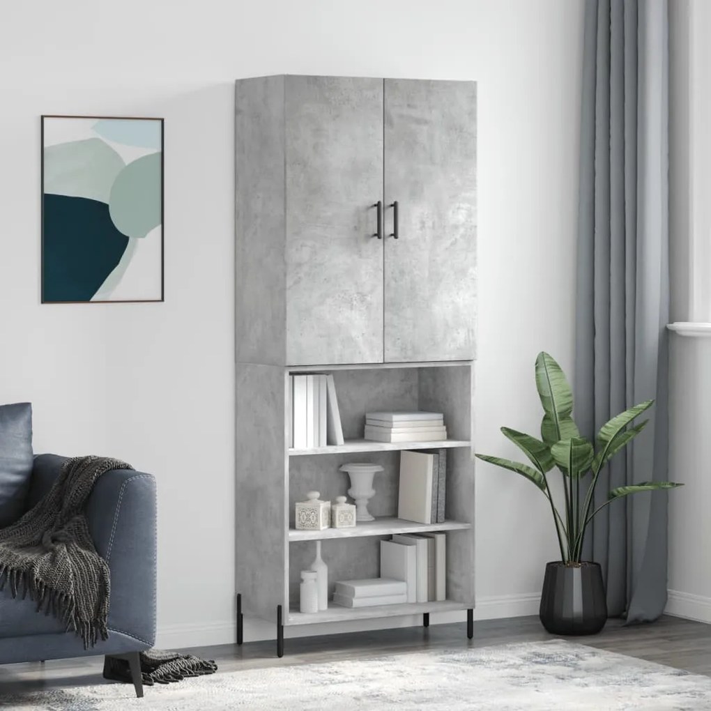 vidaXL Ντουλάπι Γκρι Σκυροδέματος 69,5x34x180 εκ. Επεξεργασμένο Ξύλο