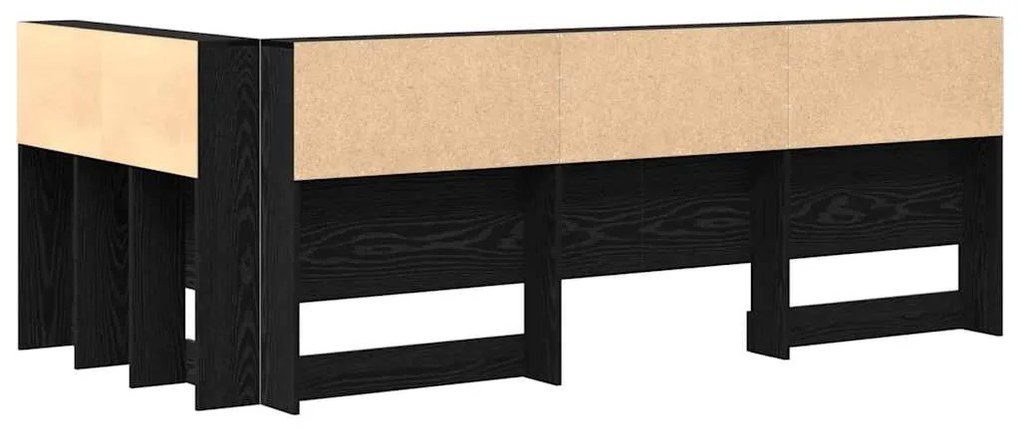 vidaXL Κεφαλάρι Αποθήκης με ράφι Μαύρη Οξυά 80 cm Επεξεργασμένο ξύλο