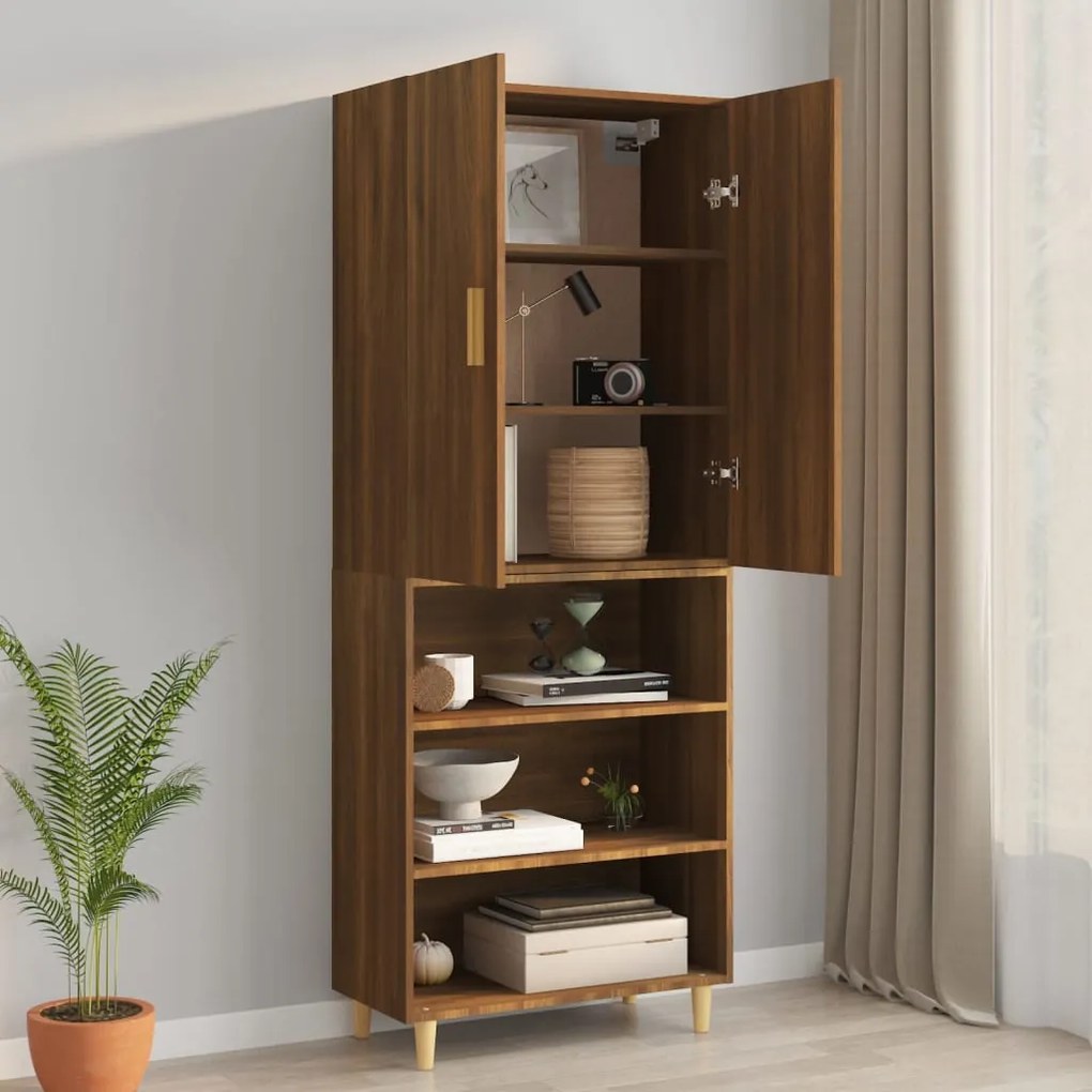 vidaXL Κρεμαστό Ντουλάπι Τοίχου Καφέ Δρυς 69,5x34x90 εκ Επεξ. Ξύλο