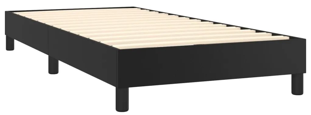 vidaXL Κρεβάτι Boxspring με Στρώμα & LED Μαύρο 80x200 εκ. Συνθ. Δέρμα