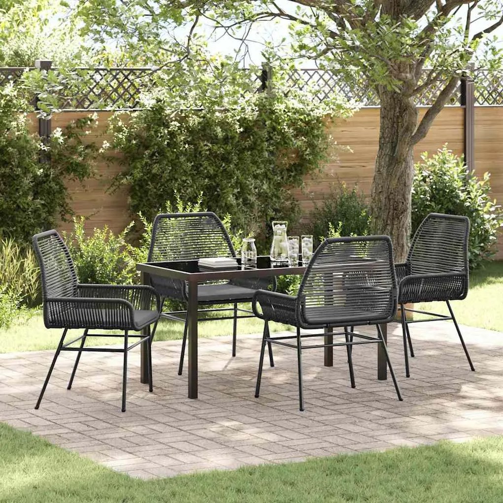 vidaXL Σέτ φαγητού για κήπο 5 pcs Μαύρο συνθετικό ρατάν