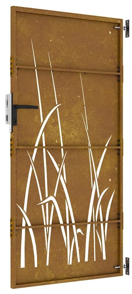 vidaXL Πόρτα Κήπου με Σχέδιο Χόρτου από Ατσάλι Corten 85 x 200 εκ.