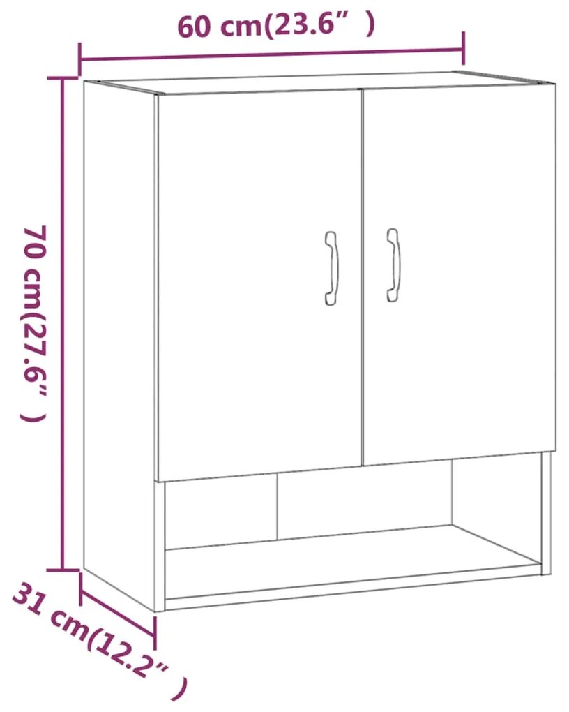 Ντουλάπι Τοίχου Καπνιστή Δρυς 60x31x70 εκ. Επεξεργασμένο Ξύλο - Καφέ