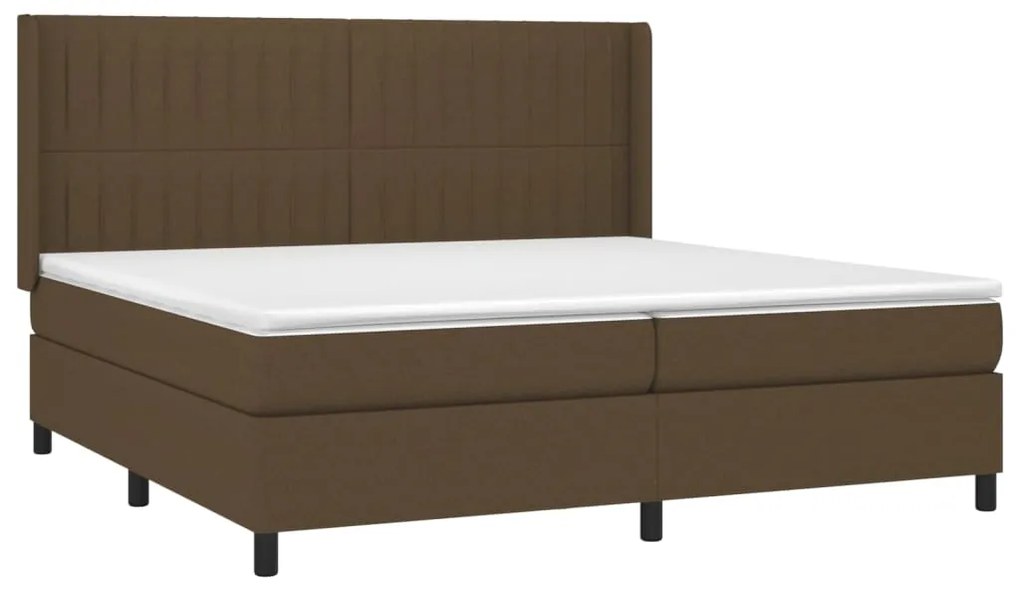 vidaXL Κρεβάτι Boxspring με Στρώμα Σκούρο Καφέ 200x200 εκ. Υφασμάτινο